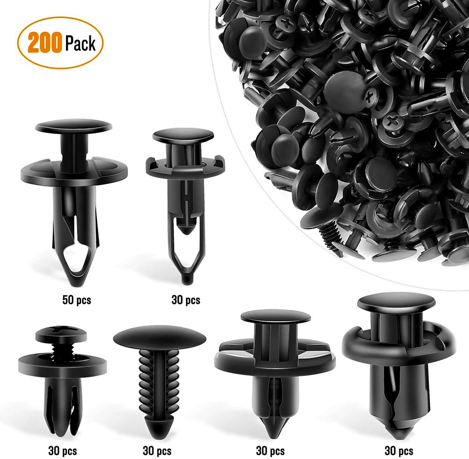 🔥200Pcs🎀 Universal Plastic Fender Clips, Push Bumper Fastener Rivet Clips with 6 Sizes🔥