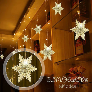 Beautiful 96 LED Snowflake Curtain Light Fairy String Lights 3.5m.