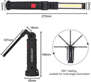 🔥2 Pack🔥 Rechargeable COB LED RED Light Lamp Flashlight Folding