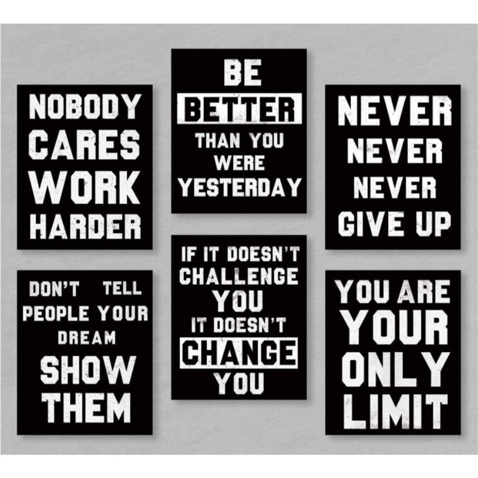 Set of 6 Motivational Quote Wall Art Canvas Posters Decor Art Prints Unframed 8x10"