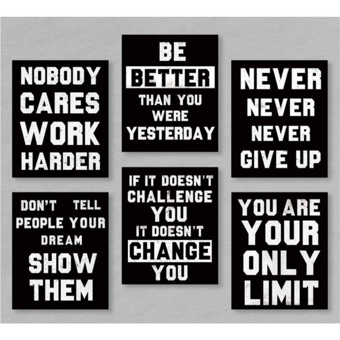Set of 6 Motivational Quote Wall Art Canvas Posters Decor Art Prints Unframed 8x10"