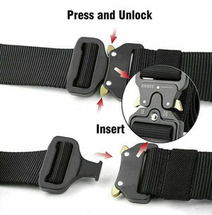 MEN Casual Military Tactical Army Adjustable Quick Release Belts Pants Waistband (Color-Gray)