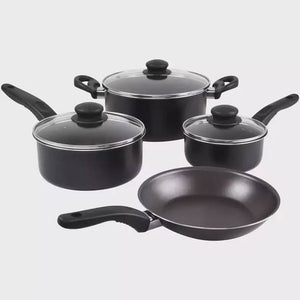 7 Piece Nonstick Dishwasher Safe Cookware Set, Black