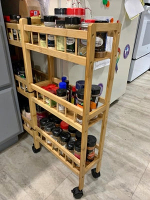 🔥3-Tier Kitchen Removable Storage Cart, Slim Slide Out Rolling Pantry Shelf