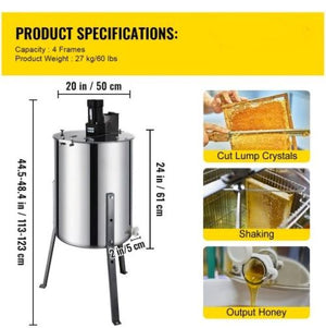 Electric Honey Extractor 4 Frame Stainless Steel Beekeeping Equipment 120w “Brand New”