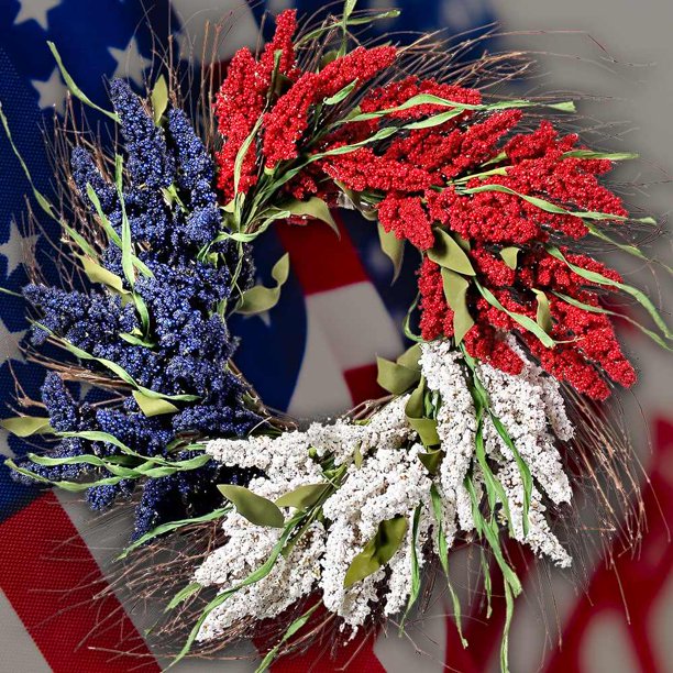 ✱Clearance Sale!!✱ Patriotic Wreath Fourth of July 17.7 inch!