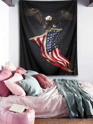 American Flag with Bald Eagle Tapestry Stars and Stripes Flag Tapestry Wall Hanging 40Wx60H inches