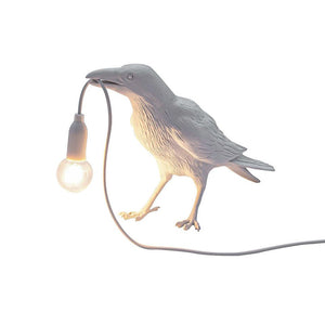 💦Limited Deals💦Raven Table Lamp Wall Sconce Light Novelty Bird Resin Crow Bedside Night Lights(White)