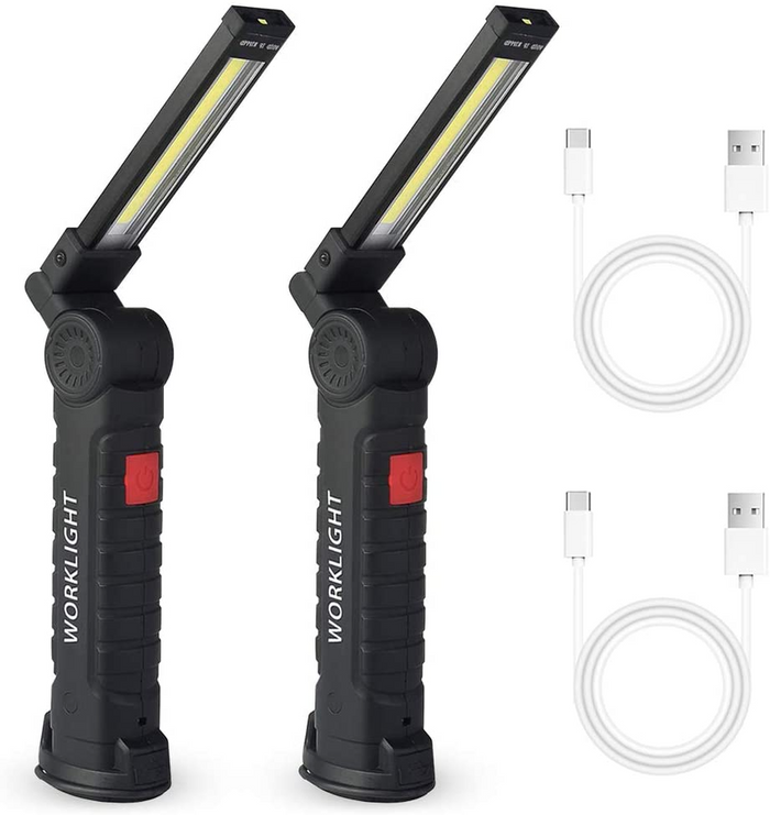 🔥2 Pack🔥 Rechargeable COB LED RED Light Lamp Flashlight Folding