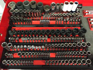 ♦ TRENDING ITEM!! 3-Rail Multi-Drive Socket Organizer, 18-inch Red ♦