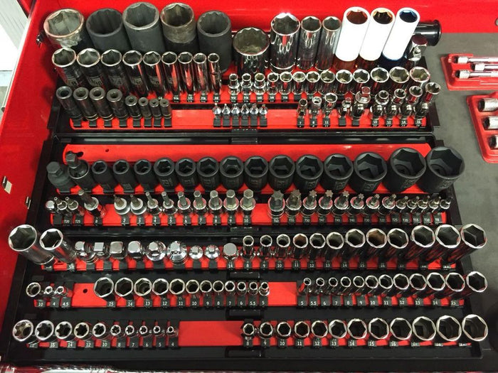 ♦ TRENDING ITEM!! 3-Rail Multi-Drive Socket Organizer, 18-inch Red ♦