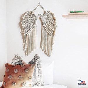 Angel Wings Macrame Wall Hanging Tapestry, Macrame Woven Boho Angel Wings Tapestry Long Tassels