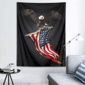 American Flag with Bald Eagle Tapestry Stars and Stripes Flag Tapestry Wall Hanging 40Wx60H inches