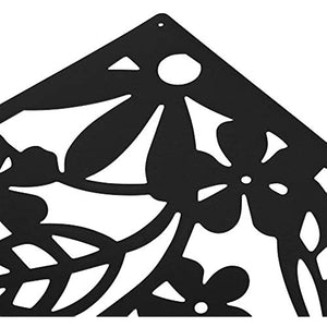 Hanging Room Divider 12 Pcs Flower Carving Pattern Panels Decorative Wall Screen Decor Black