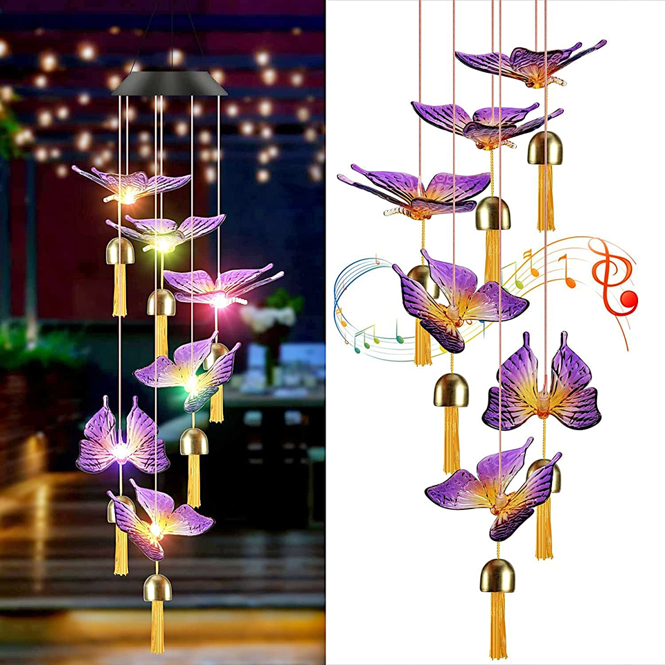 🌺🌺 Outdoor Solar Wind Chime, Solar Butterfly Wind Chimes