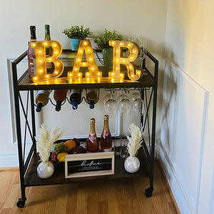 NEW Wine Bar and Glass Serving Cart Trolly Industrial X-Frame