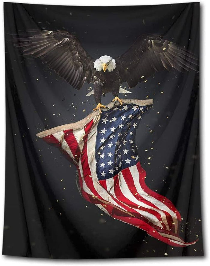 American Flag with Bald Eagle Tapestry Stars and Stripes Flag Tapestry Wall Hanging 40Wx60H inches