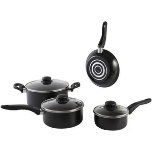 7 Piece Nonstick Dishwasher Safe Cookware Set, Black