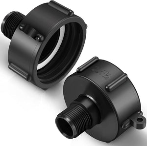 2 Pack- IBC tote garden water hose drain plug adapter 275 330 gallon