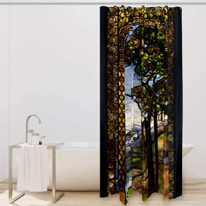 72x72in Stained Glass Shower Curtain with Hook Waterproof
