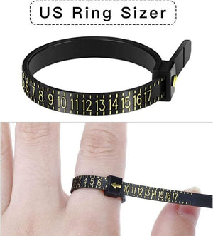 Ring Sizer Measuring Set Reusable Finger Size Gauge Measure 1-17 USA Rings Size