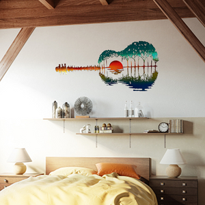 🌸TOP SELLING! Landscape Sunset Pattern Guitar Abstract Wall Art Decor (35*17cm)🌸