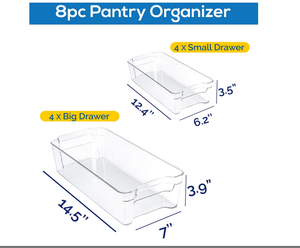 Set of 8 Pantry Organizers Kitchen Storage Racks for Freezers