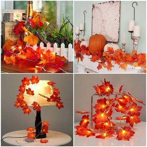 HOLIDAY CLEARANCE SALE!! ★10ft 20 LED Maple Leaves Garland Fall Thanksgiving Holiday Decor★