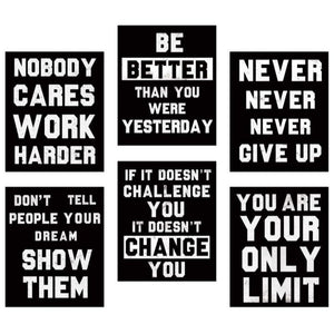 Set of 6 Motivational Quote Wall Art Canvas Posters Decor Art Prints Unframed 8x10"
