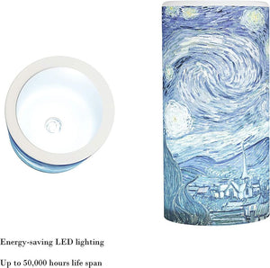 Scented Starry Night LED Candle Remote Timer Flickering Flameless Van Gogh Art