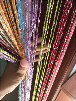 1x2 M Door String Curtain Rare Flat Thread Fringe Panel Room Divider (Multicolor)