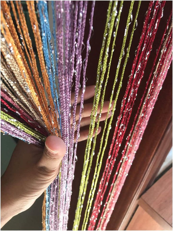 1x2 M Door String Curtain Rare Flat Thread Fringe Panel Room Divider (Multicolor)