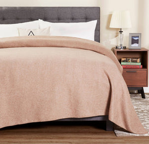 Full/Queen Super Soft Fleece Bed Blanket (Beige)