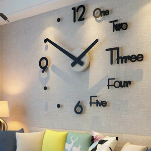 🔥Brand New🔥3D Large Wall Clock Mirror Surface Modern DIY Sticker Office Home Shop Art Decor