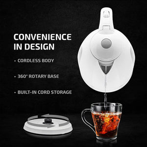 Electric Hot Water Kettle 1.7 Liter with LED Light, 1100 Watt with Auto Shut-Off and Boil Dry Protection