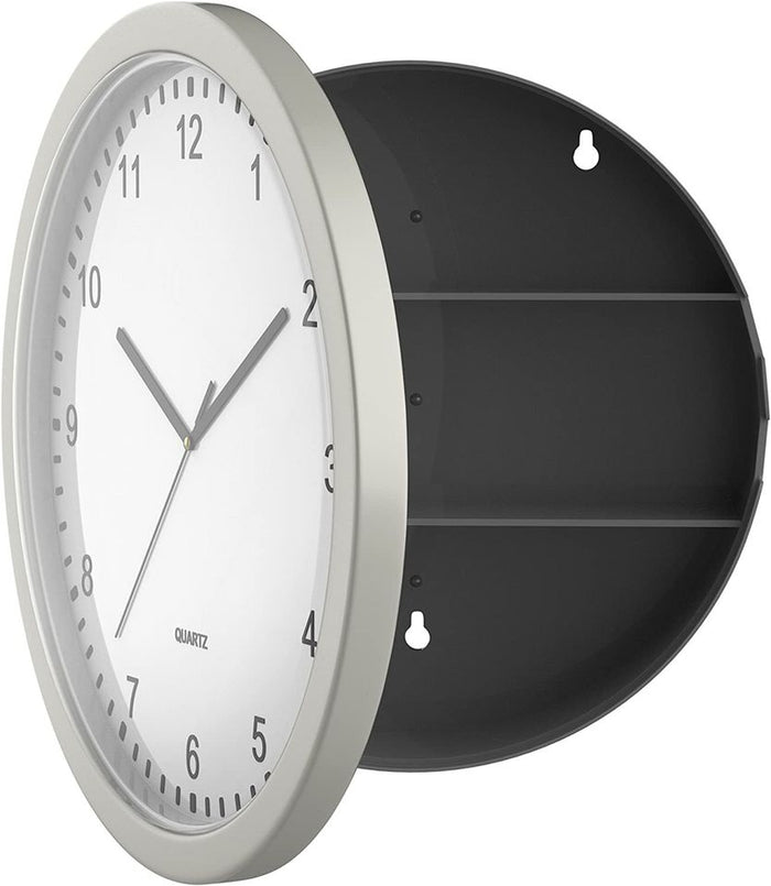 "10-Inch Battery-Operated Analog Clock with Hidden Wall Safe for Jewelry, Cash "