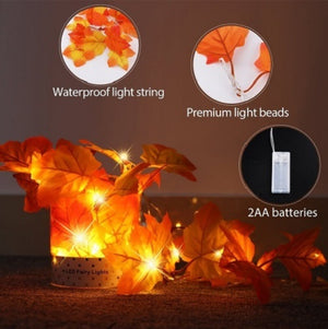 HOLIDAY CLEARANCE SALE!! ★10ft 20 LED Maple Leaves Garland Fall Thanksgiving Holiday Decor★