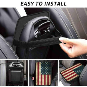 Universal Vintage Vehicle Armrest Cover Pad Center Console Armrest Cover Pad, American Flag,12.6"