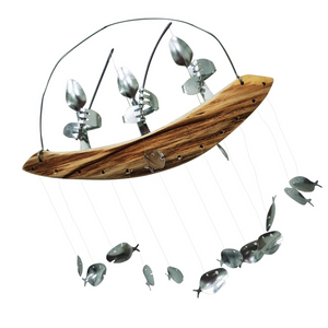 🌸TOP SELLING! 3 Fishing Man Spoon Fish Sculptures Wind Chime Ornament🌸