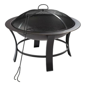 Wood Burning Fire Pit 26" Metal Round Easy Assemble Lightweight Outdoor Decor