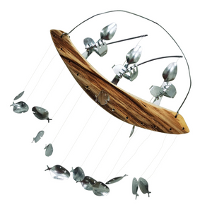 🌸TOP SELLING! 3 Fishing Man Spoon Fish Sculptures Wind Chime Ornament🌸