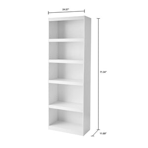 New! Bookcase 5 Shelves Storage Organizer White Finish