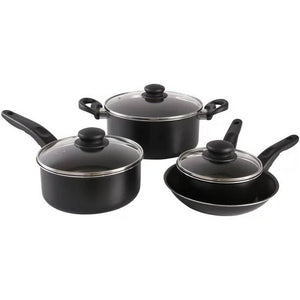 7 Piece Nonstick Dishwasher Safe Cookware Set, Black