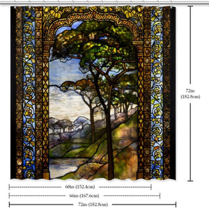 72x72in Stained Glass Shower Curtain with Hook Waterproof