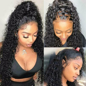 AA Human Hair Lace Front Wig Womens Brazilian Human Long Curly Wavy Hair Wigs