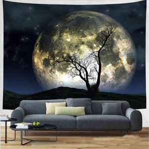 Moon tree Tapestry Galaxy Wall Hanging for Home Decor(51.2×59.1 )