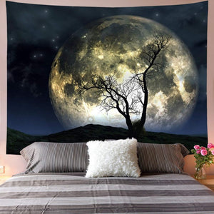 Moon tree Tapestry Galaxy Wall Hanging for Home Decor(51.2×59.1 )