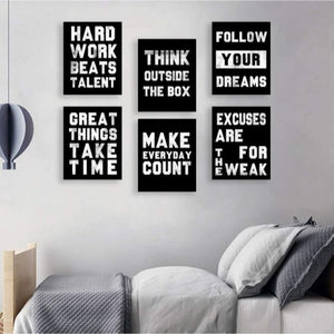 Set of 6 Inspirational Quote Wall Art Canvas Posters Decor Art Prints Unframed 8x10"