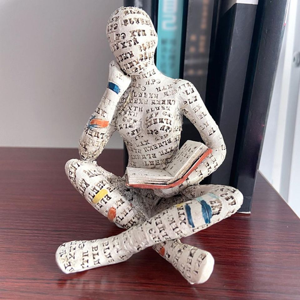 🌸HOT SELLING! Reading Woman Figurine Modern Thinker Style Resin Statue🌸