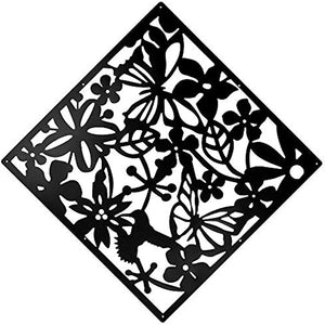 Hanging Room Divider 12 Pcs Flower Carving Pattern Panels Decorative Wall Screen Decor Black